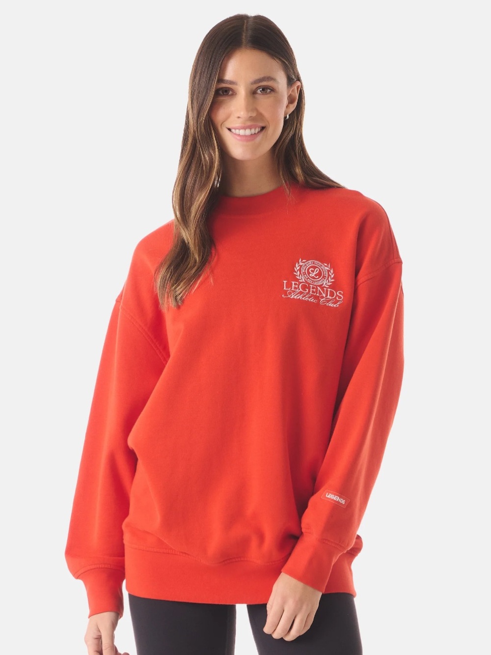 Legends Saylor Crest Oversized Sweatshirt Poppy Red M READ